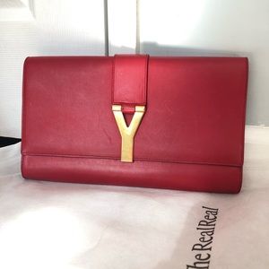 SAINT LAURENT YSL Classic Y Ligne Clutch Red